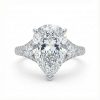 4.38CT Pear Cut VVS Moissanite Pave Engagement Ring