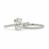 3.5CT Oval Cut VVS Moissanite S925 Silver Halo Eternity Bridal Engagement Ring Set