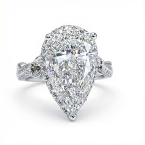 4.6CT Pear Cut VVS Moissanite Halo Engagement Ring