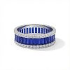 Stunning Emerald Cut Sapphire Halo Band