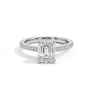 3.2CT Emerald Cut VVS Moissanite S925 Silver Engagement Ring