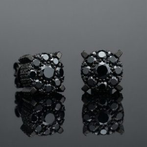 S925 Silver Micro Paved Black Moissanite Stud Earrings