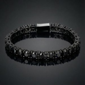 925S & VVS Moissanite 5mm Black Tennis Bracelet with Iced Out Sides