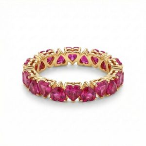 Heart Cut Ruby Diamond Wedding Band