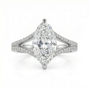 4.35CT Marquise Cut VVS Moissanite Pave Engagement Ring