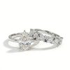 2.87CT Pear Cut VVS Moissanite Pave Engagement Ring Set