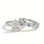 2.87CT Pear Cut VVS Moissanite Pave Engagement Ring Set
