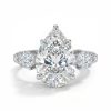 4.2CT Pear Cut VVS Moissanite Three Stone Engagement Ring