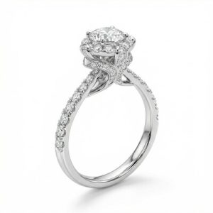 2.2CT Round Cut VVS Moissanite Halo Engagement Ring
