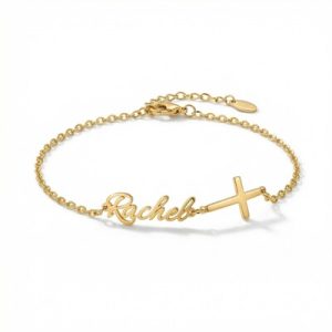 Customized Name Bracelet with Cross