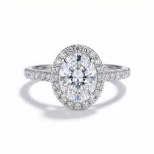 2.5Ct Oval &Round Cut VVS Moissanite S925 Silver Engagement Ring