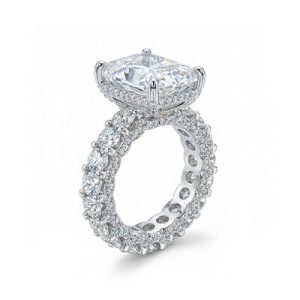 12.78CT Radiant Cut VVS Moissanite Pave Engagement Ring