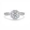 1Ct Round Cut Halo Moissanite Engagement Ring in S925 Sterling Silver
