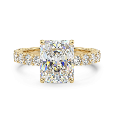 Stunning Radiant Cut Halo Sterling Silver Engagement Ring in 18K Gold Plated