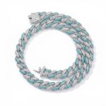 Women's 12mm Pink/Blue Micro Paved Cuban Chain