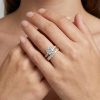 6.47CT Round Cut VVS Moissanite Pave Engagement Ring Set