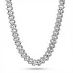 Women's Iced 14mm Miami Cuban Chain with Box Clasp in White Gold