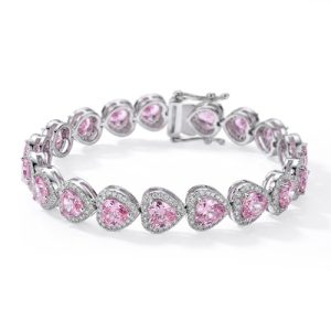 Dainty Heart Cut Pink Diamond Bracelet with Sparkling Accents