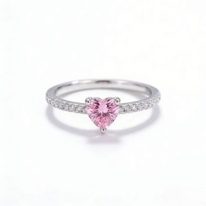 Heart Cut Pink Stone Ring in Sterling Silver